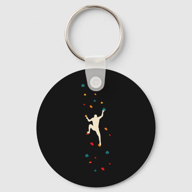 Bouldering Climber Free Climbing Small Rock Format Keychain (Front)
