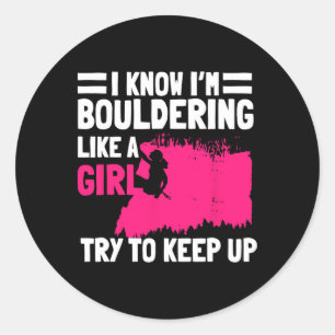 Bouldering Girls Climber Boulderer Artificial Rock Classic Round Sticker