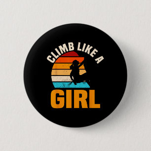 Bouldering Girls Retro Vintage Climber Boulderer C 2 Inch Round Button
