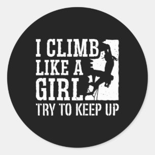 Bouldering Mountain Climber Rock Climbing Girl  Classic Round Sticker
