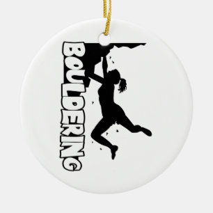 Bouldering_print women ceramic ornament