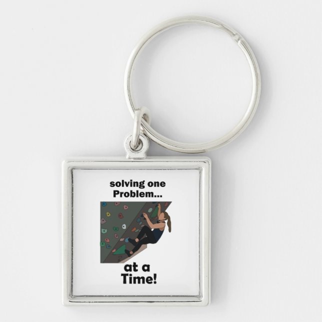 Bouldering Problem Solver Rock Climbing Party Keychain (Front)