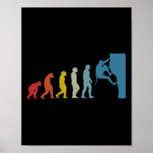 Bouldering Rock Climbing Evolution Dad Poster