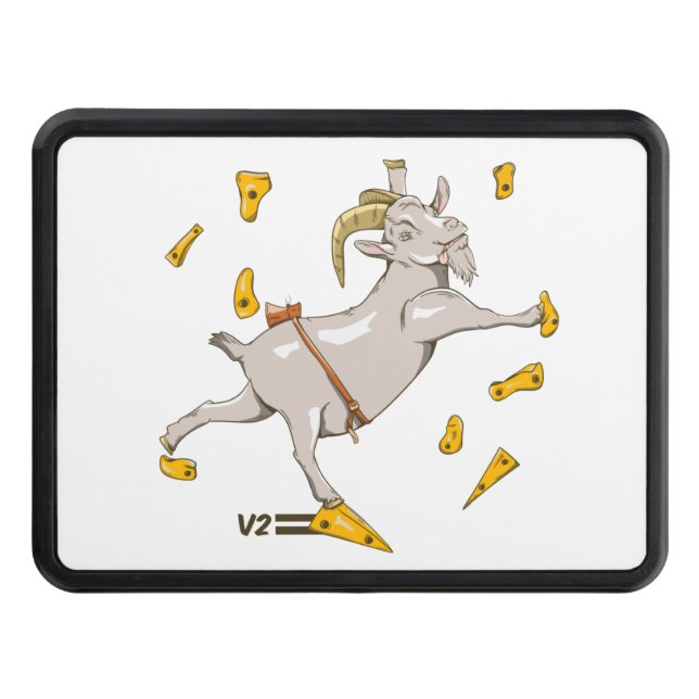 Bouldering rock climbing goat trailer hitch cover (Front)