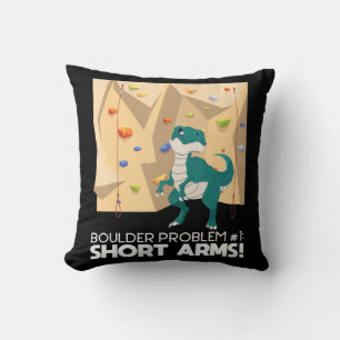 Bouldering T Rex Wall Climber Rock Climbing Mounta Throw Pillow