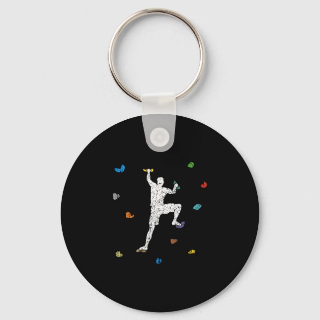Bouldering Wall Climber Gift Idea Keychain (Front)