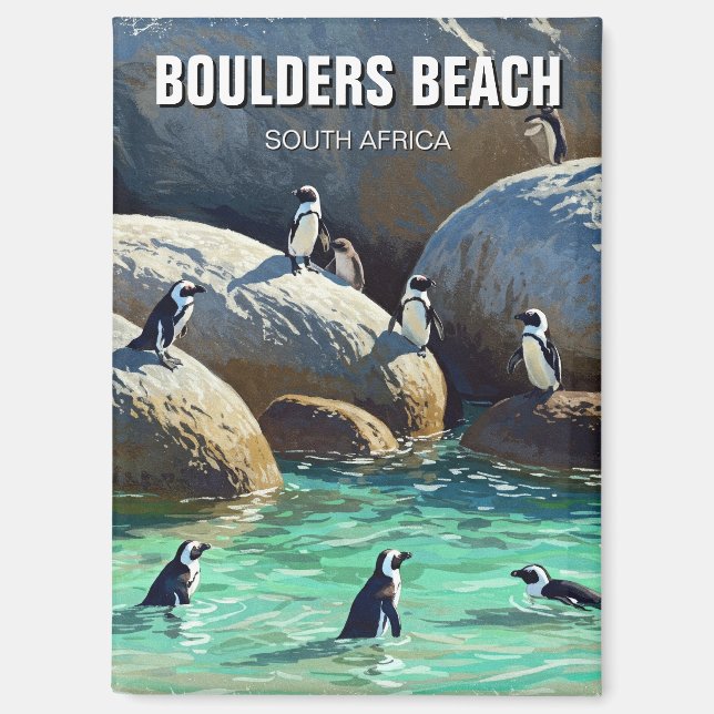 Boulders Beach Penguins South Africa Travel Magnet (Front)