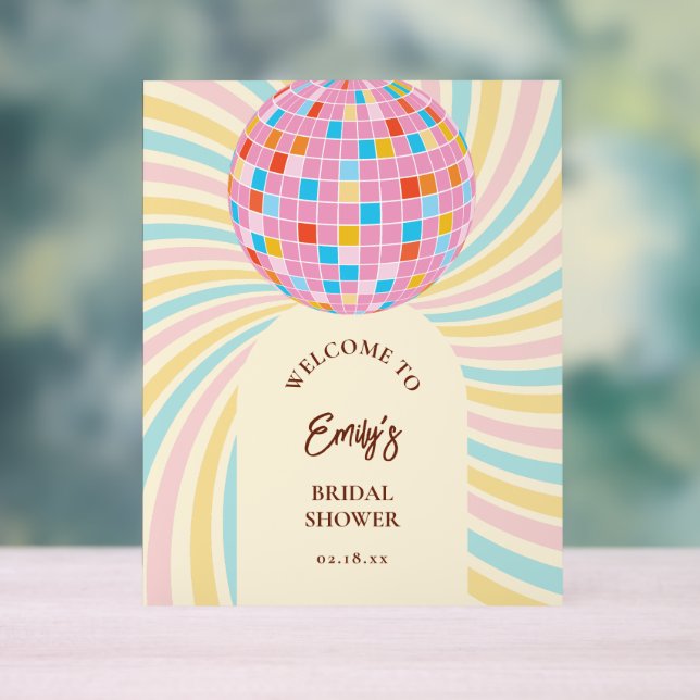 Boule à facettes rose rétro moderne pour bienvenue (Neutre)