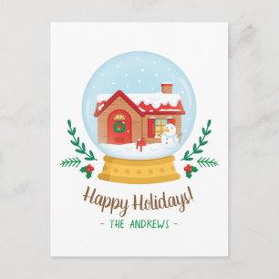 Boule à neige avec carte de vœux de Noël Bonhomme