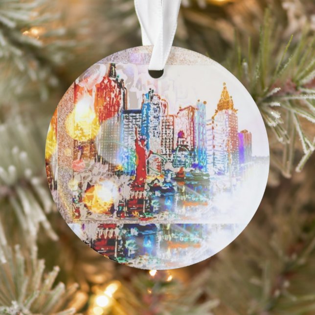 Boule d'aquarelle colorée moderne NYC (Arbre)