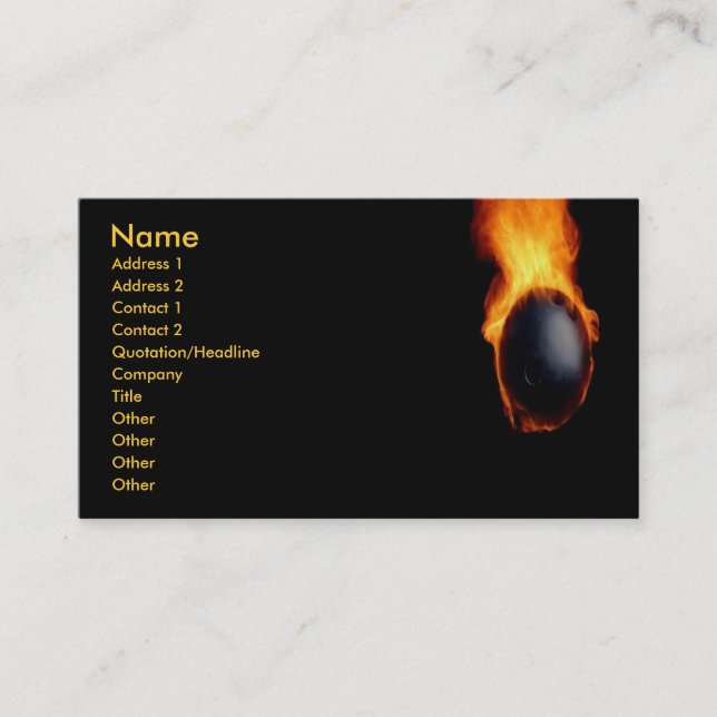 Boule De Bowling Sur Carte de visite De Feu (Devant)