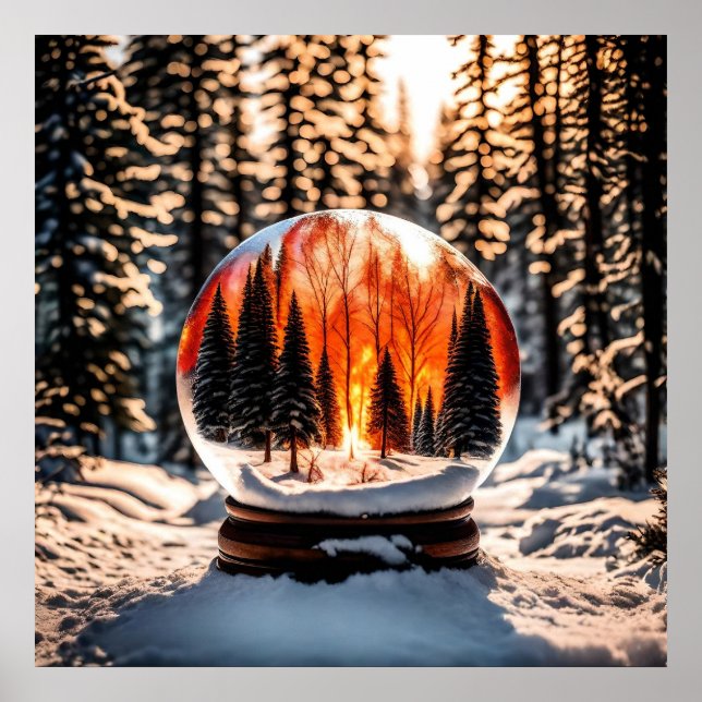 Boule de cristal avec Poster d'Art mural de neige! (Devant)