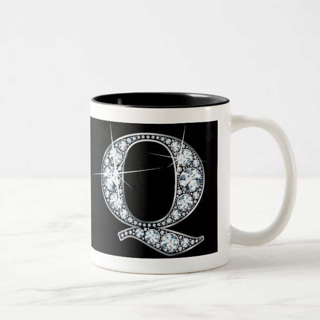 Boule de diamant "Q" sur Mug Noir (Droit)