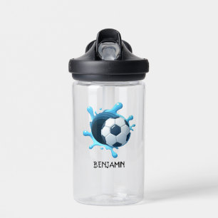 Boule de football bleu Nom personnalisé Bouteille 