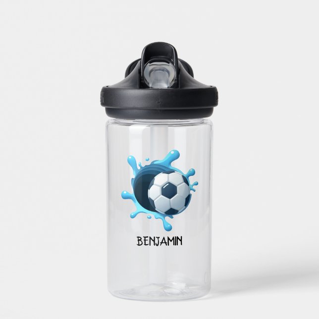 Boule de football bleu Nom personnalisé Bouteille  (Avant)