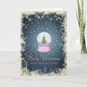 Boule de Noël avec sapin et neige, carte de vacanc