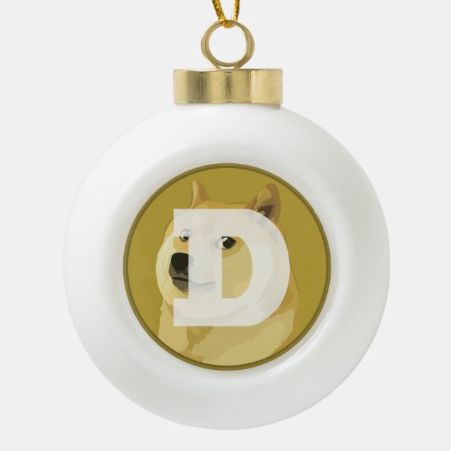 Boule de Noël en céramique Dogecoin (Devant)