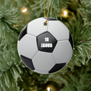 Boule de soccer Nom personnalisé Ornement