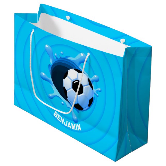 Boule de soccer personnalisée Grand sac cadeau (Devant Angle)