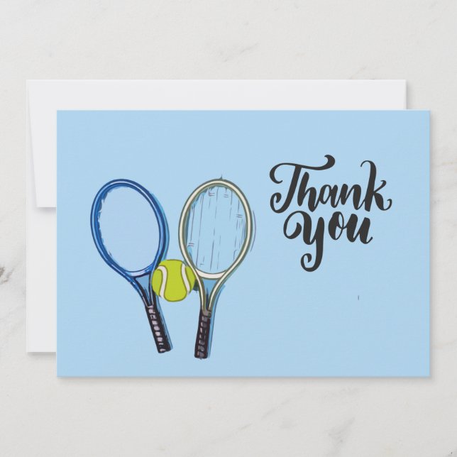 Boule de tennis et raquettes sur carte de remercie (Devant)