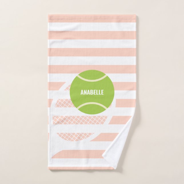 Boule de tennis vert moderne Pink Nom (Serviette à main)