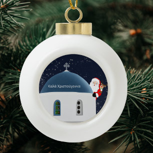 Boule En Céramique Κ α λ ά Χ ρ ι τ ο droit      , Père Noël & Rudolph