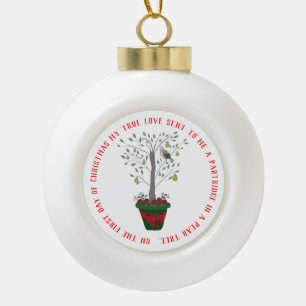 Boule En Céramique 12 jours de perdrix de Noël dans un arbre à poires