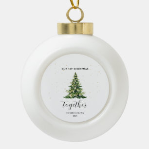 Boule En Céramique 1er Noël personnalisé Ensemble Couple Cadeau