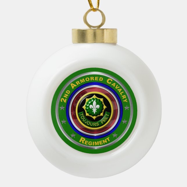Boule En Céramique 2e Noël de la cavalerie blindée (Devant)