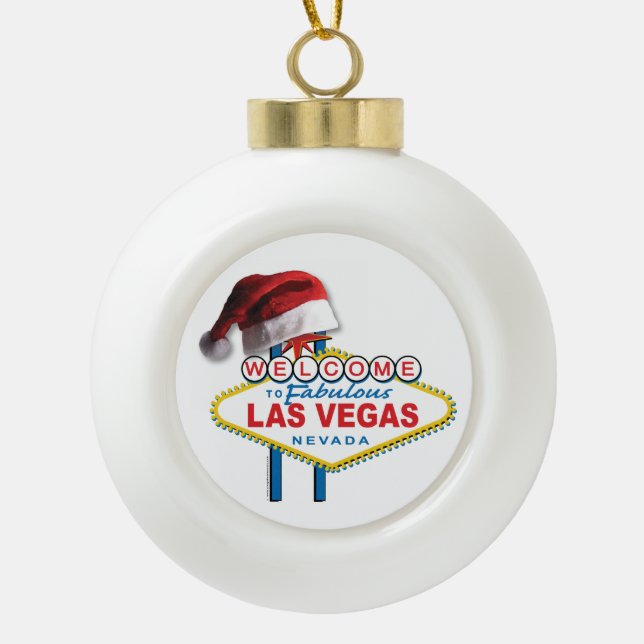 Boule En Céramique Accueil de Noël au signe de Las Vegas (Devant)
