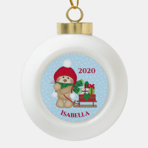 Boule En Céramique Adorable Ours en peluche et Soupape de Noël