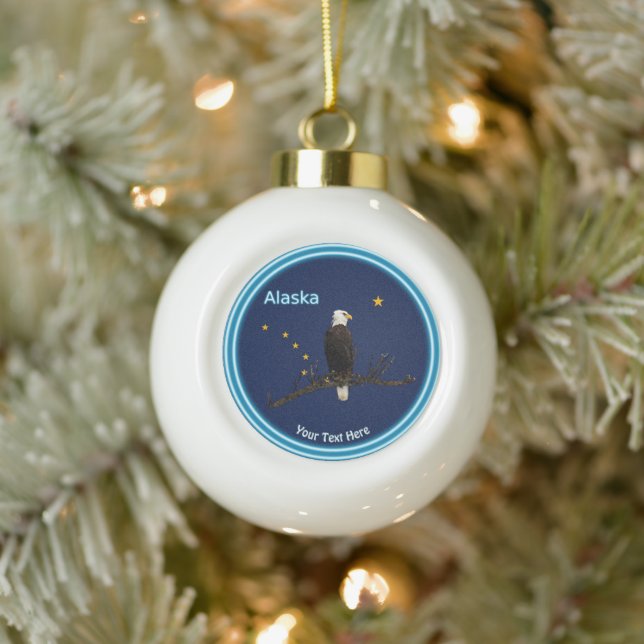 Boule En Céramique Aigle Et Drapeau De L'Alaska (Arbre)