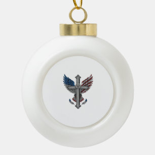 Boule En Céramique Aigle Patriotique Croix Gravure Vintage Vecteur Dé