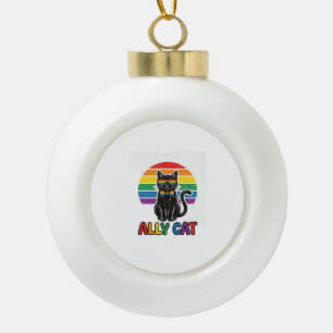 Boule En Céramique Ally Cat Rainbow Pride Vintage Chat T-Shirt Design