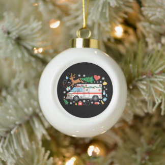 Boule En Céramique Ambulance de Noël EMT Renne Stéthoscope Xmas