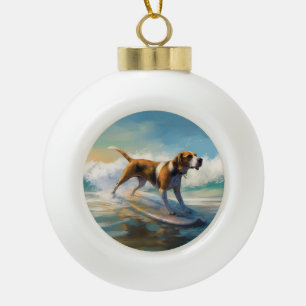 Boule En Céramique American Engligh Foxhound Beach Surfing Paining