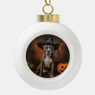 Boule En Céramique American Staffordshire Citrouille Halloween effray