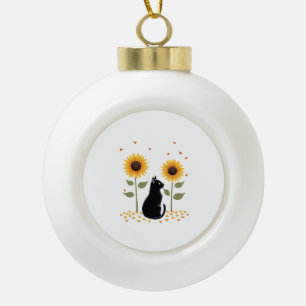 Boule En Céramique Amoureux Chat Tournesol Arbre de Noël Tournesol Ch