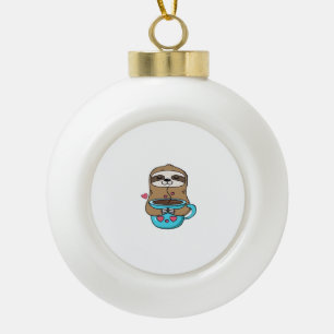 Boule En Céramique Amoureux De Café Chibi Sloth - Cute Kawaii Sloth H
