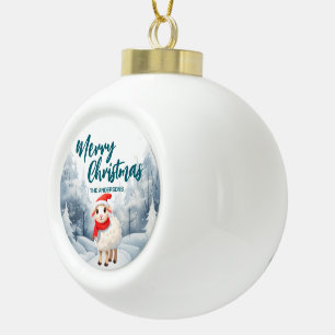 Boule En Céramique Amusante Lampe à mouton Joyeux arbre de Noël neige