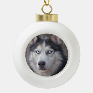 Boule En Céramique Animal Husky Sibérien