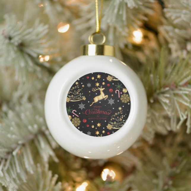 Boule En Céramique Arbre de Noël Rouge Joyeux (Arbre)