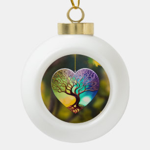 Boule En Céramique Arbre En Forme De Coeur De L'Ornement De Vie