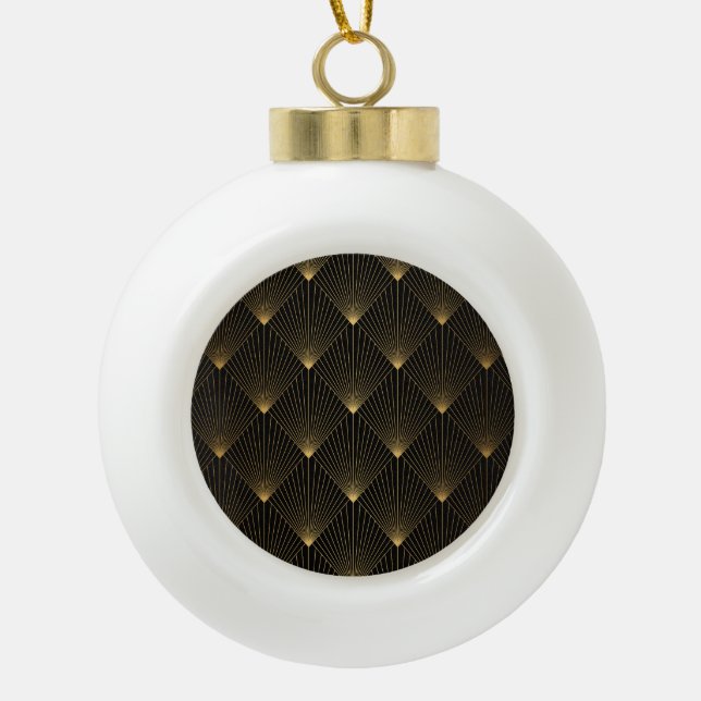Boule En Céramique Art Déco : L'élégance de l'or noir. (Devant)