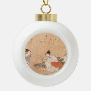 Boule En Céramique Art japonais Torii Kiyonaga de trois femmes ivres