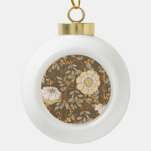 Boule En Céramique Art Nouveau : Vintage Floral Décoratif.