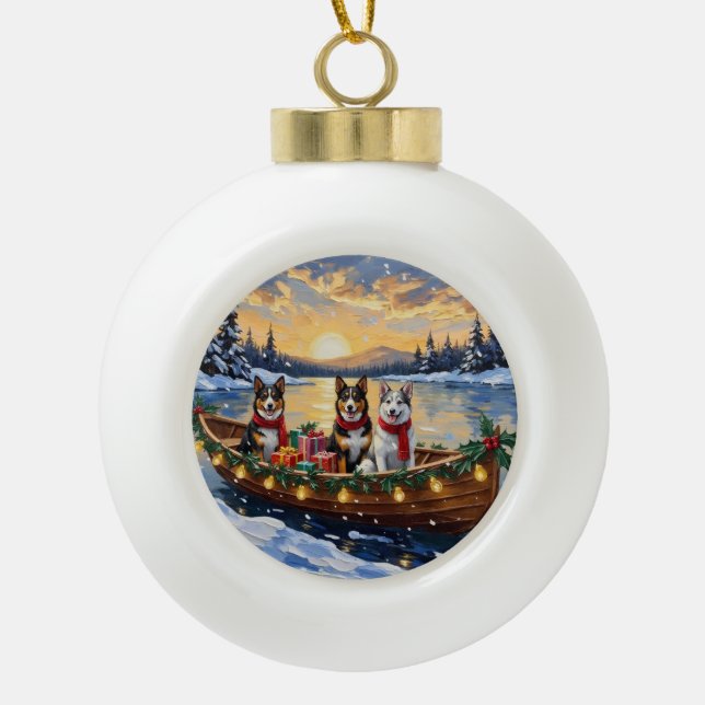 Boule En Céramique Australian Cattle Dog Christmas Boat Holiday (Devant)