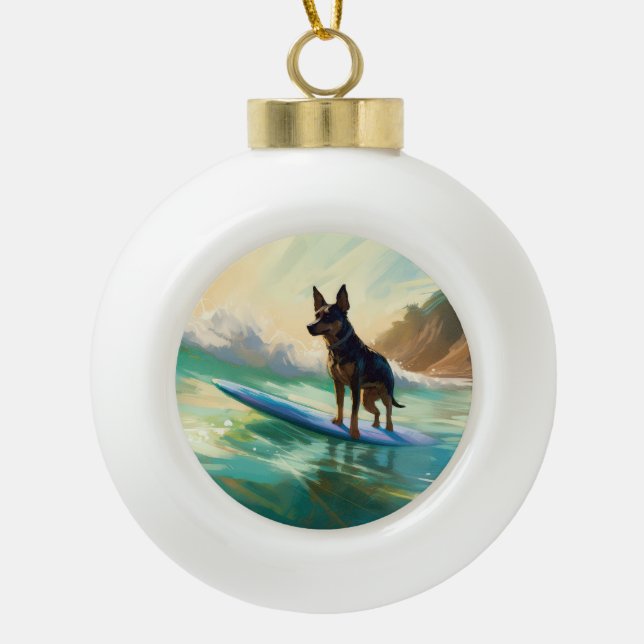 Boule En Céramique Australian Kelpie Beach Surf Paining (Devant)