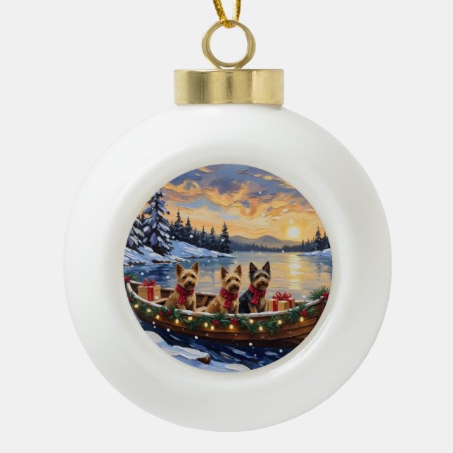 Boule En Céramique Australian Terrier Christmas Boat Holiday (Devant)