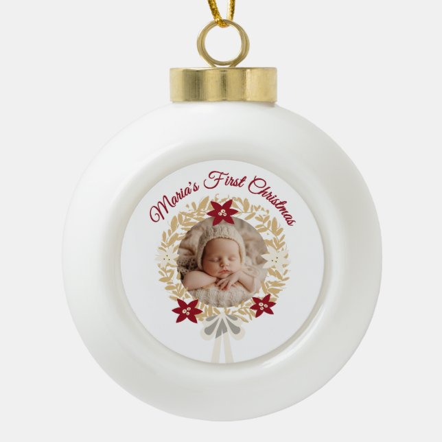 Boule En Céramique Baby’s First Christmas Ceramic Ball Ornament (Devant)
